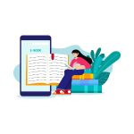 電子書籍キンドルを読む女性
